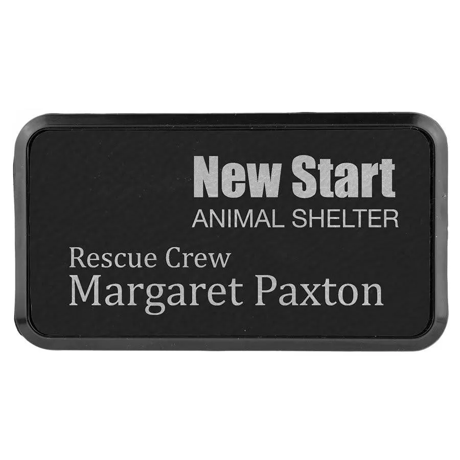 Personalized Name Badges with Black Frame in Leatherette Colors