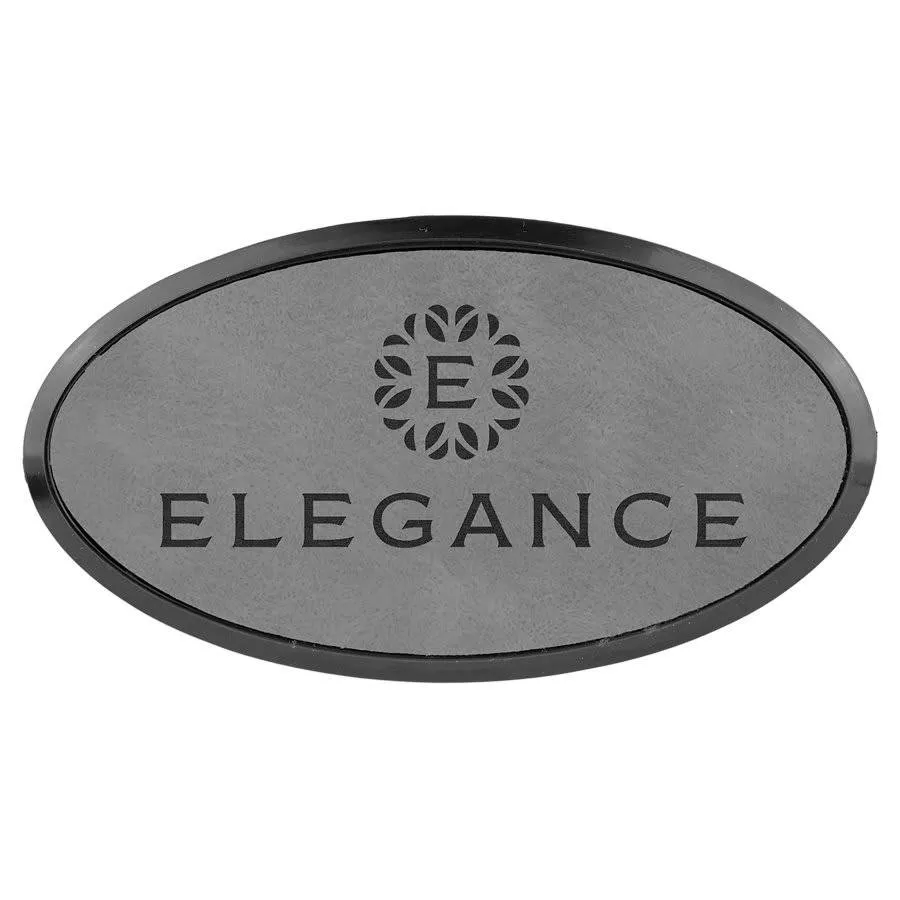 Personalized Name Badges with Black Frame in Leatherette Colors