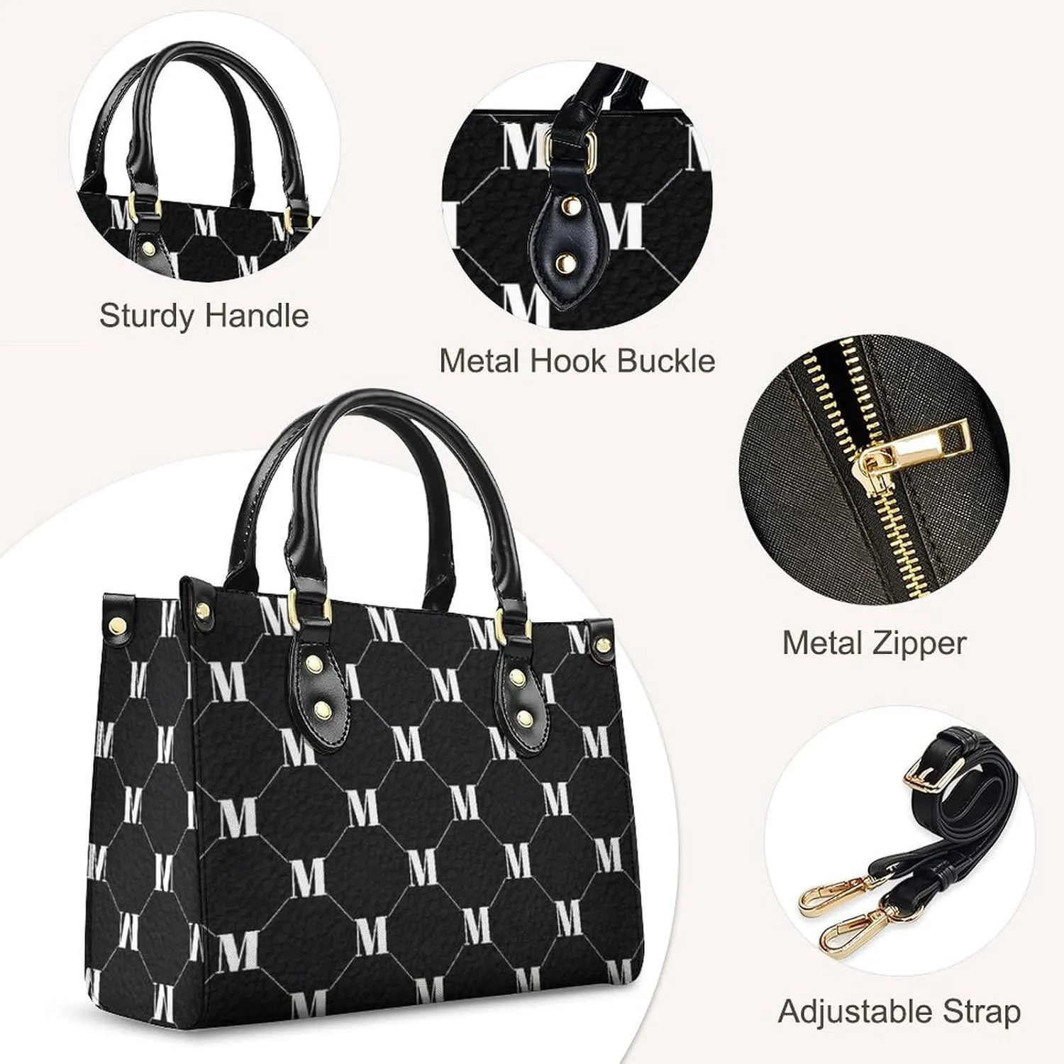 Personalized Purse for Women, Custom Name Photo Handbag Gifts for Her, Casual Tote Bag for Mom Teacher Bridesmaid Sister