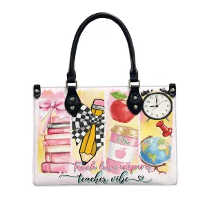Personalized Teacher Leather Handbag, Handbags with Ziplock for Teacher, Women Leather Teacher Bag Tote, Appreciate Gift for Her Custom Gifts (02)