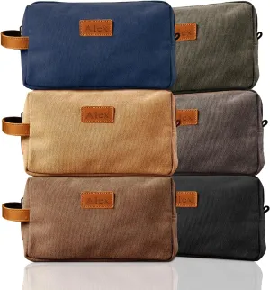 Personalized Toiletry Bag for Men, Engraved Name Toiletry Bag, Customized Canvas Travel Shaving Dopp Kit with Text for Groomsmen, Fathers Day Birthday Gifts for Dad Grandpa Husband Lover