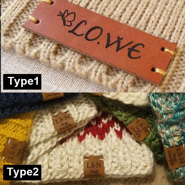 Personalized Your Logo Name Text Leather Labels Tag, Set of 25 pcs