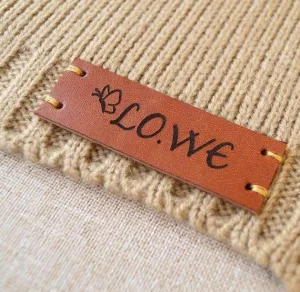 Personalized Your Logo Name Text Leather Labels Tag, Set of 25 pcs