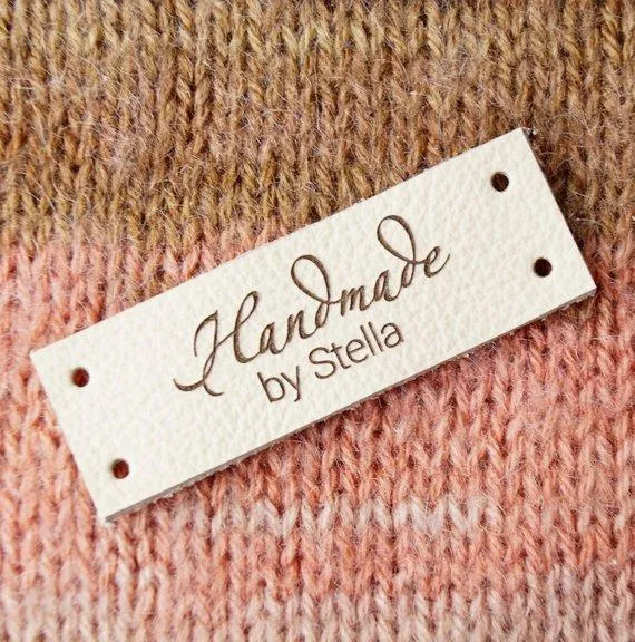 Personalized Your Logo Name Text Leather Labels Tag, Set of 25 pcs