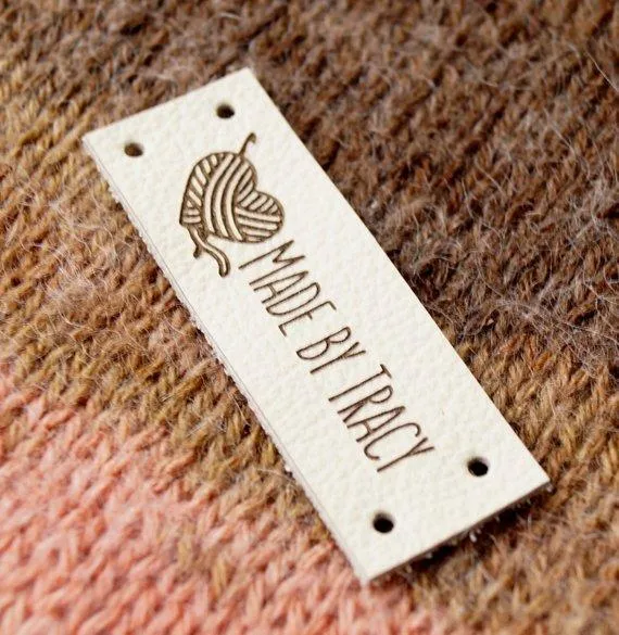Personalized Your Logo Name Text Leather Labels Tag, Set of 25 pcs