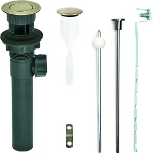 PF WaterWorks PF0324-AB-GR Never Clog Sink/Lavatory, Gray ABS ClogFREE Universal Pop-Up Drain Assembly-Easy Remove Magnetic Stopper-Antique Brass (Grey Body with Overflow)