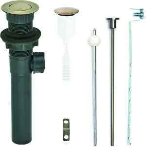 PF WaterWorks PF0324-AB-GR-NO Never Clog Sink/Lavatory, Gray ABS ClogFREE Universal Pop-Up Drain Assembly-Easy Remove Magnetic Stopper-Antique Brass (Grey Body Without Overflow)