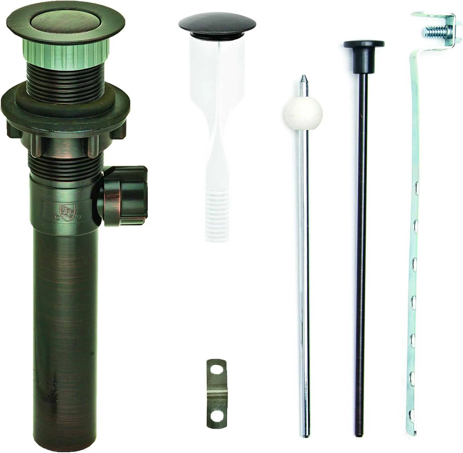PF WaterWorks PF0324-ORB-ORB-NO Never Clog Sink/Lavatory, Matching Finish ABS ClogFREE Universal Pop-Up Drain Assembly-Easy Remove Magnetic Stopper Bronze (Oil Rubbed Brass Body Without Overflow)