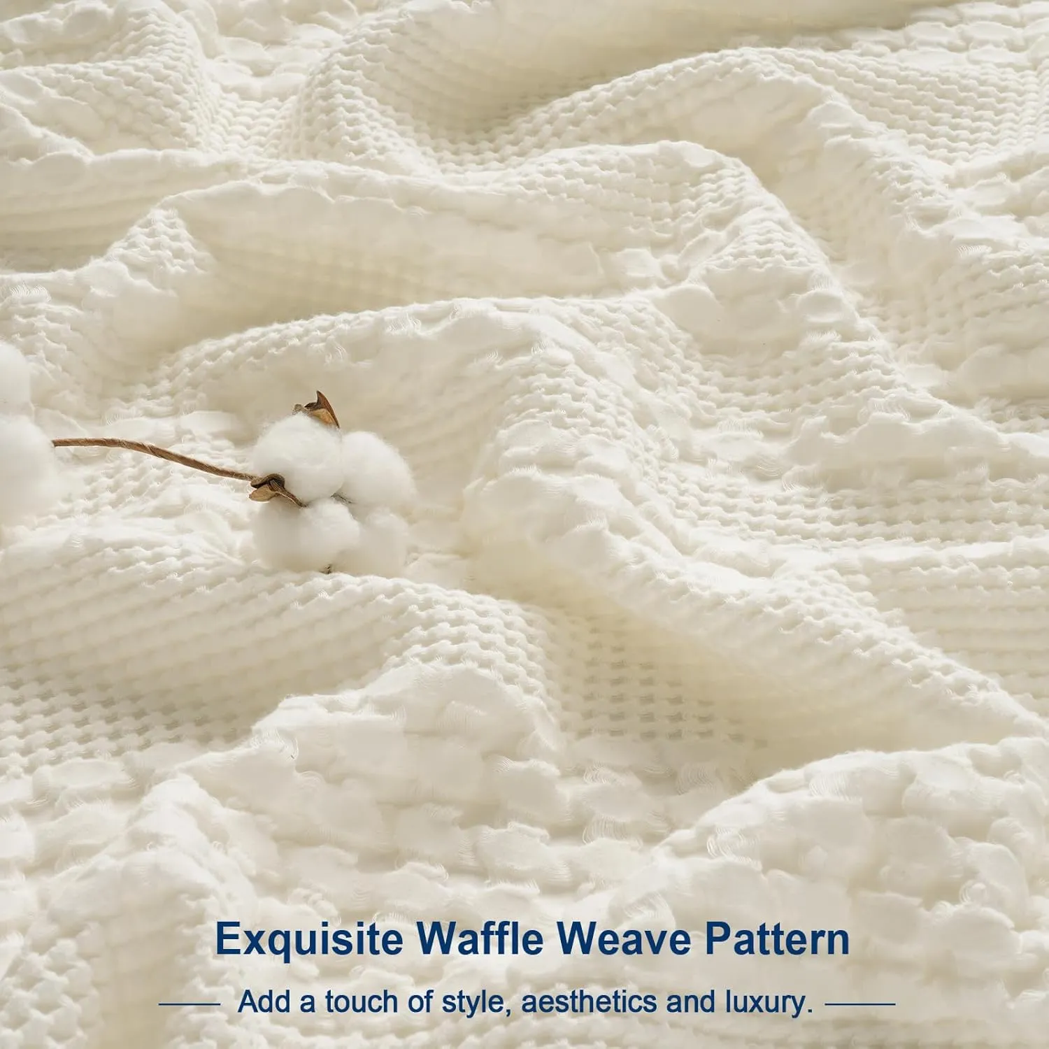 PHF 100% Cotton Waffle Pillow Shams Standard Size, 2 Pack 20" x 26" Soft Skin-Friendly Pillowcases, No Filling, Aesthetic Woven and Breathable Waffle Weave Pillow Case Covers for Bed, Ivory