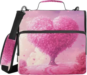 Pink Heart True Love Personalized Zip Up Binder with Shoulder Strap & Handle Multi-Pocket 1.5 Inch 3 Rings Storage Bag Portfolio Binder Storage Container