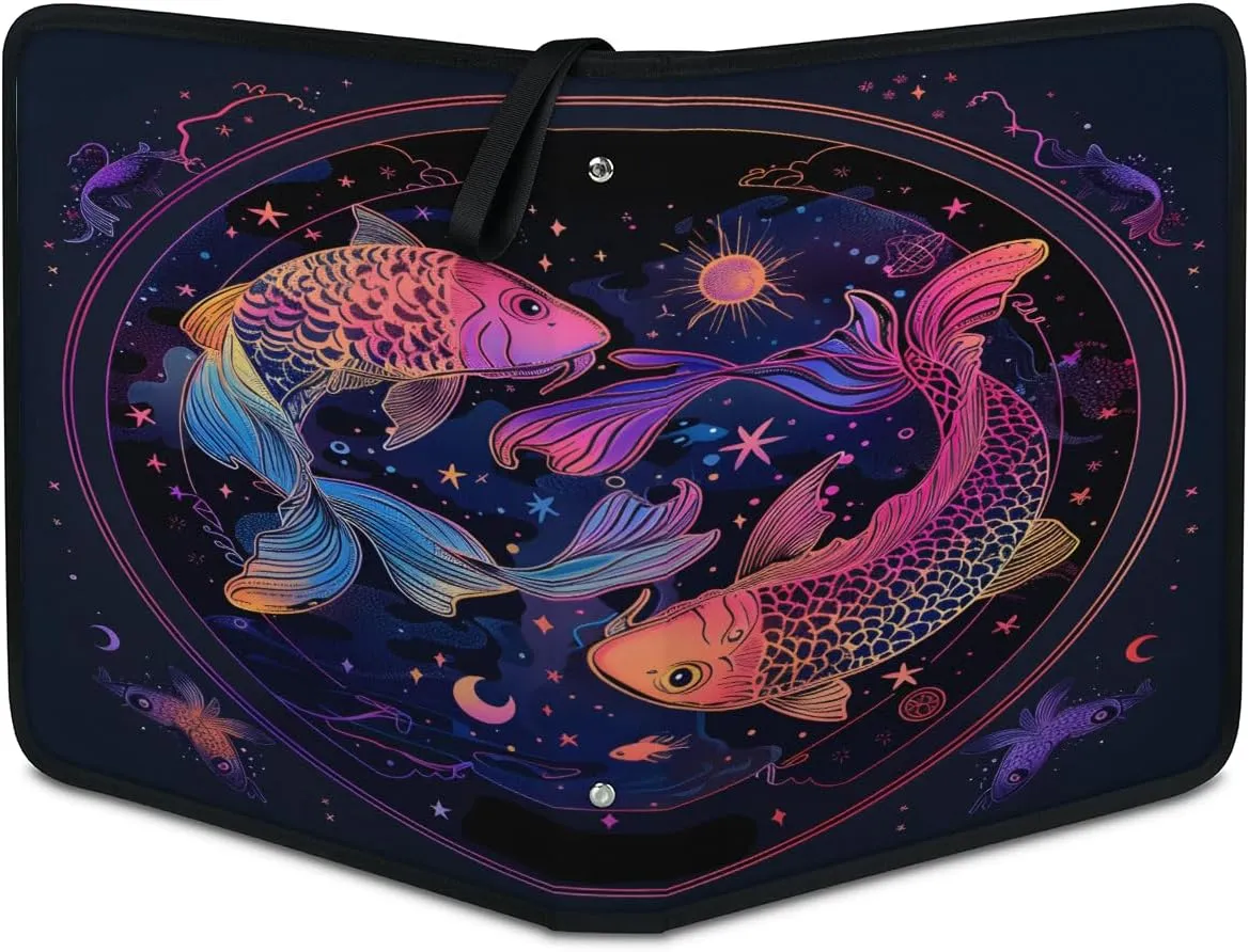 Pisces 3 Ring Trading Zipper Binder Strap, Trading Card Binder 4 Pocket, 400 Pockets Card Holder with 50 Removable Sleeves for Game Cards