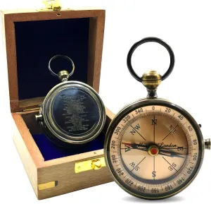 Poem Engraved Compass Gifts with Wooden Box | Inspirational Gift for Men Women Boys Girls | Present Ideas for Graduation Baptism Communion First Confirmation
