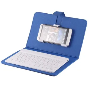 Portable PU Leather Wireless Keyboard Case for iPhone Protective Mobile Phone with Bluetooth Keyboard for iPhone 6 7 Smartphone blue