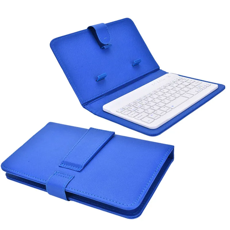 Portable PU Leather Wireless Keyboard Case for iPhone Protective Mobile Phone with Bluetooth Keyboard for iPhone 6 7 Smartphone blue