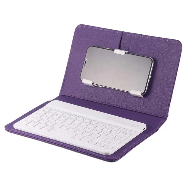 Portable PU Leather Wireless Keyboard Case for iPhone Protective Mobile Phone with Bluetooth Keyboard for iPhone 6 7 Smartphone blue