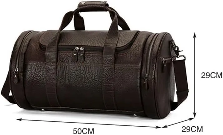 Portable Travel Bag Large Capacity Business Leather Storage Travel Bag Leisure Luggage Bag(D)