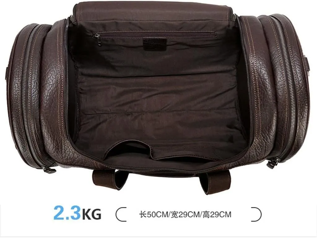 Portable Travel Bag Large Capacity Business Leather Storage Travel Bag Leisure Luggage Bag(D)