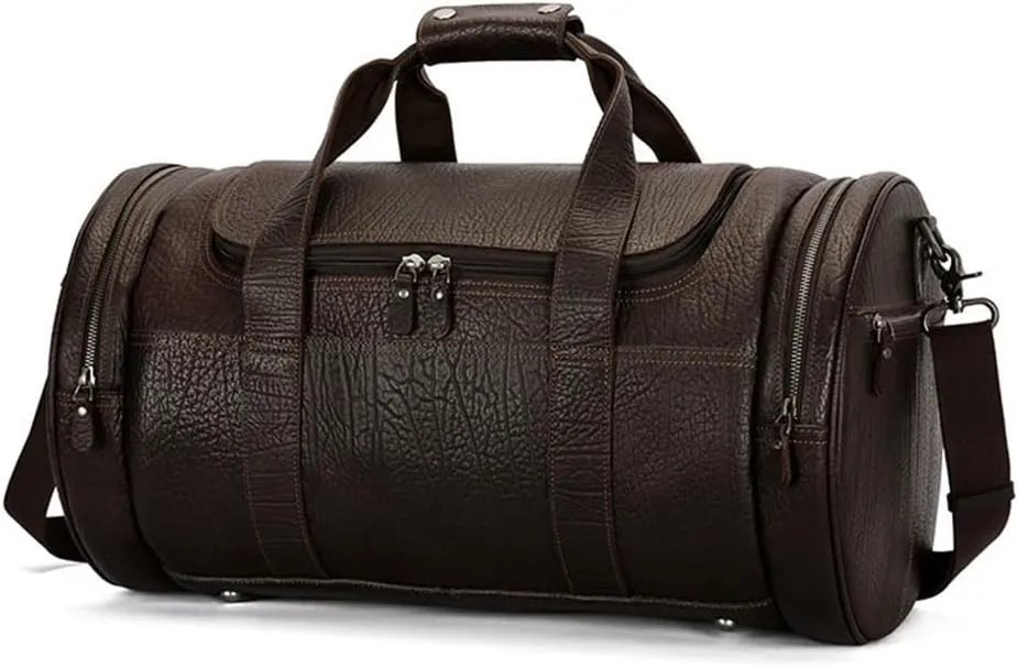 Portable Travel Bag Large Capacity Business Leather Storage Travel Bag Leisure Luggage Bag(D)