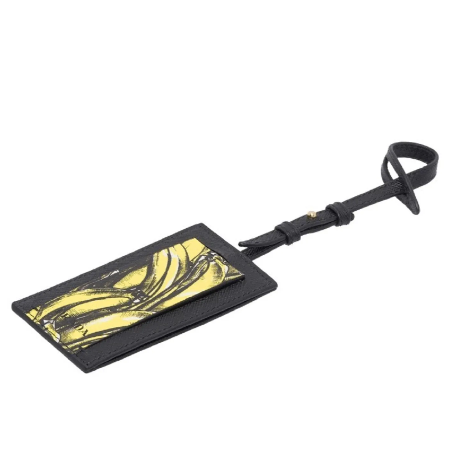 Prada Banana Saffiano Leather Name Tag Keychain Iconic Prada 1EN023