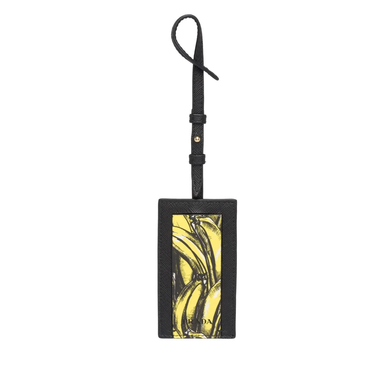 Prada Banana Saffiano Leather Name Tag Keychain Iconic Prada 1EN023