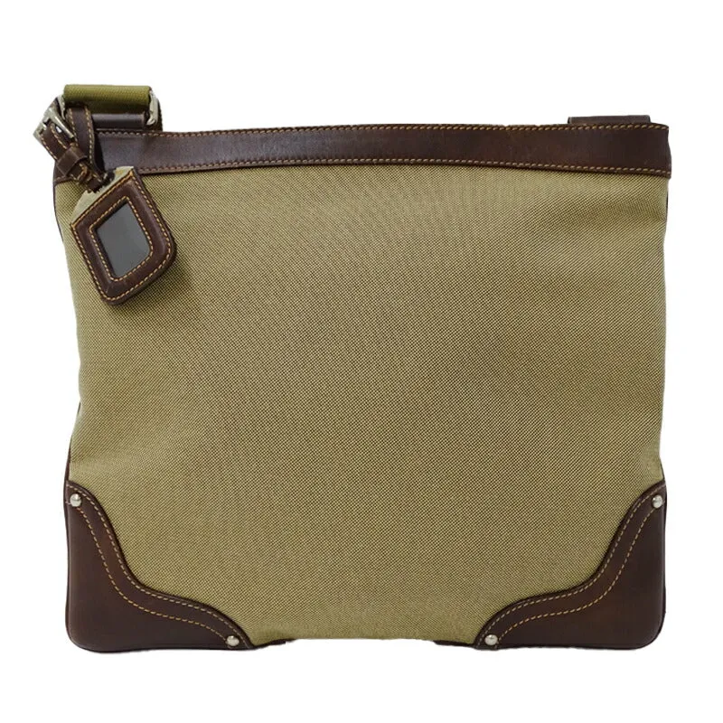 Prada Canvas Leather Shoulder Bag