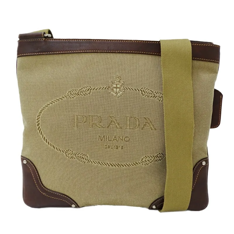 Prada Canvas Leather Shoulder Bag