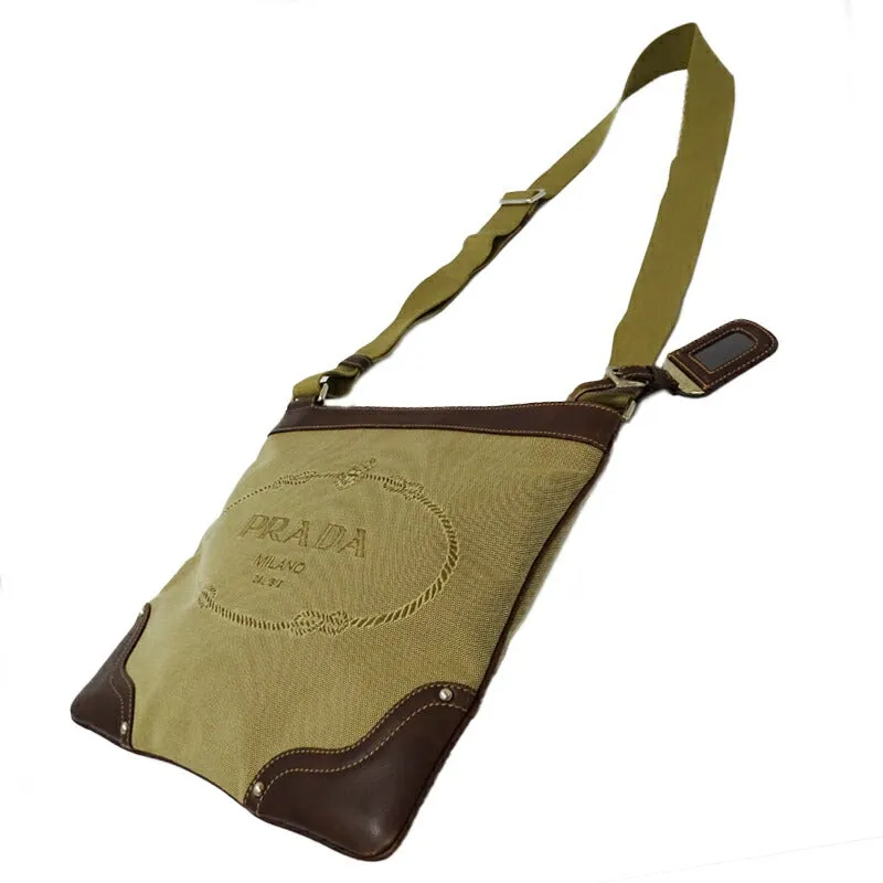 Prada Canvas Leather Shoulder Bag