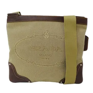 Prada Canvas Leather Shoulder Bag