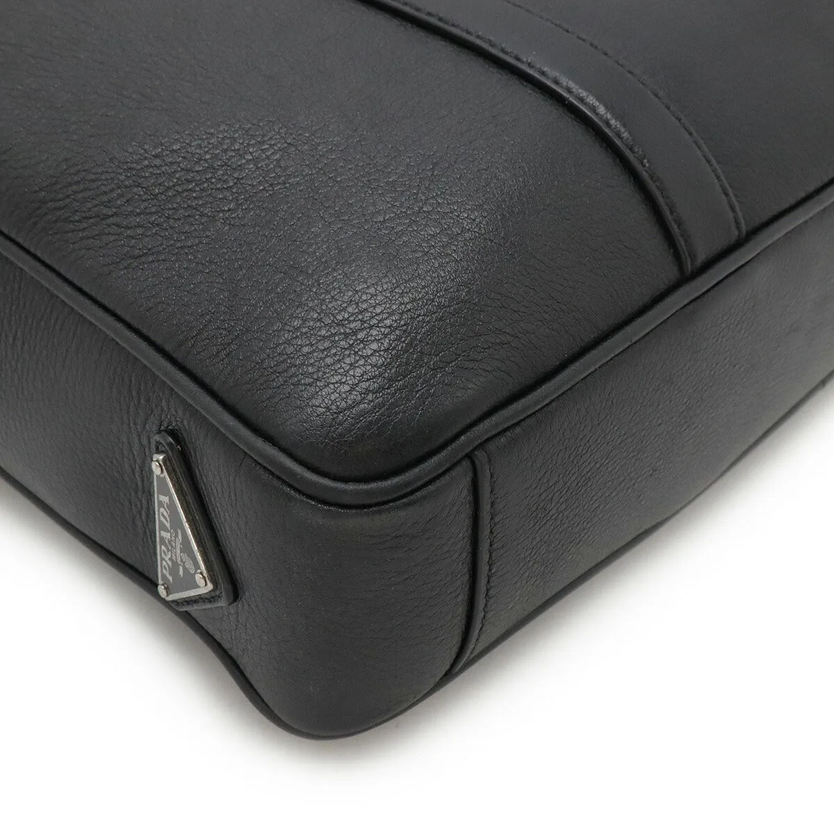 Prada Leather Triangle Logo Briefcase