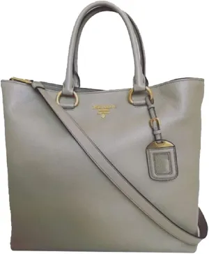 Prada Women's Gray Vitello Phenix Shopping Tote Top Handle Bag Shoulder Bag 1BG865