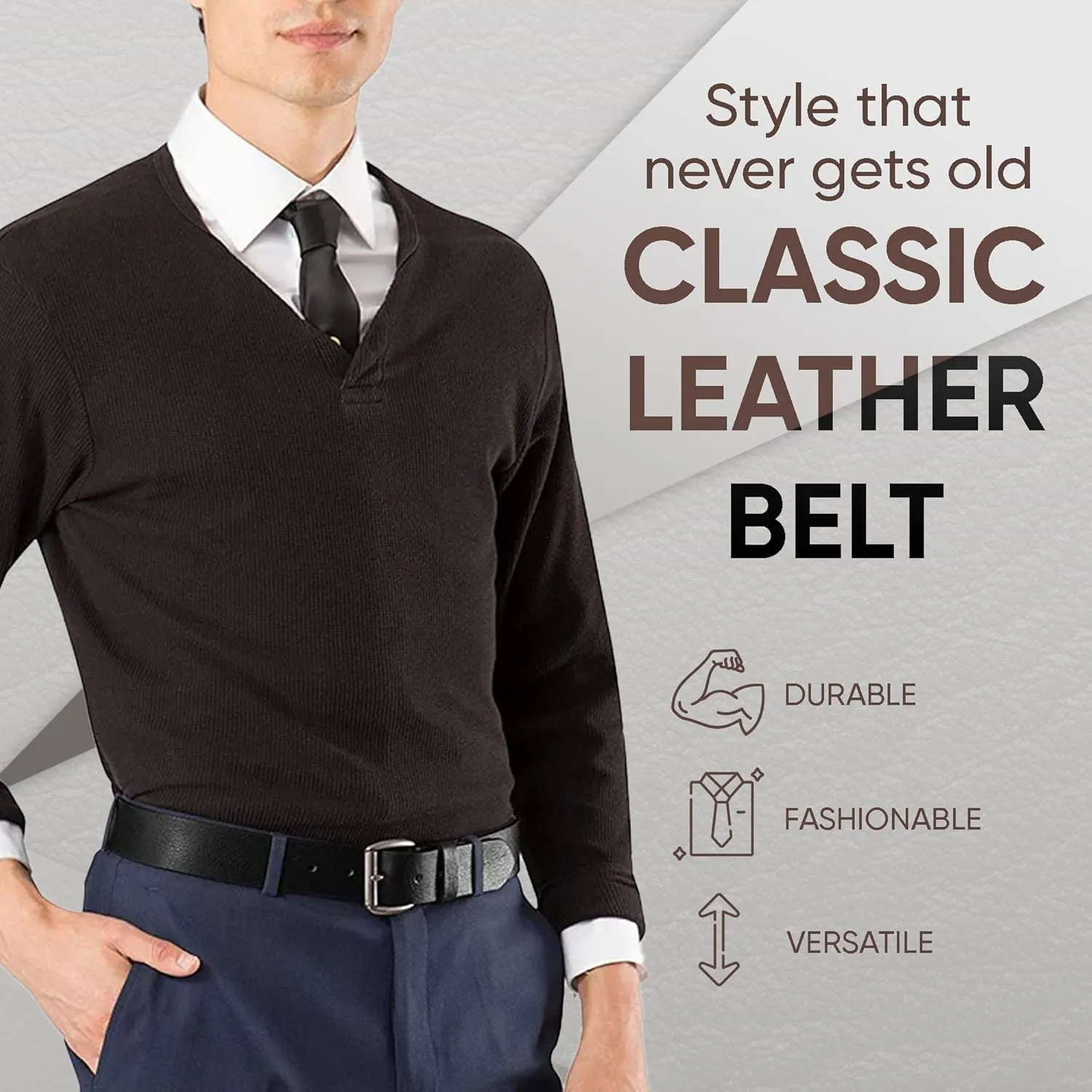Prospero Comfort Men's Casual Belt Super Soft Full Grain Leather Roller Buckle 38MM 1.5 inch Black Brown Tan