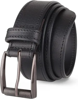 Prospero Comfort Men's Casual Belt Super Soft Full Grain Leather Roller Buckle 38MM 1.5 inch Black Brown Tan