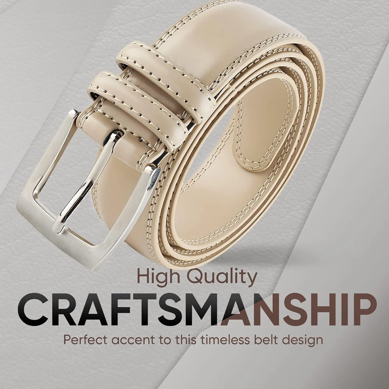 Prospero Comfort Men's Genuine Leather Belt 'ALL LEATHER' Classic Dress Casual Double Stitch 35mm