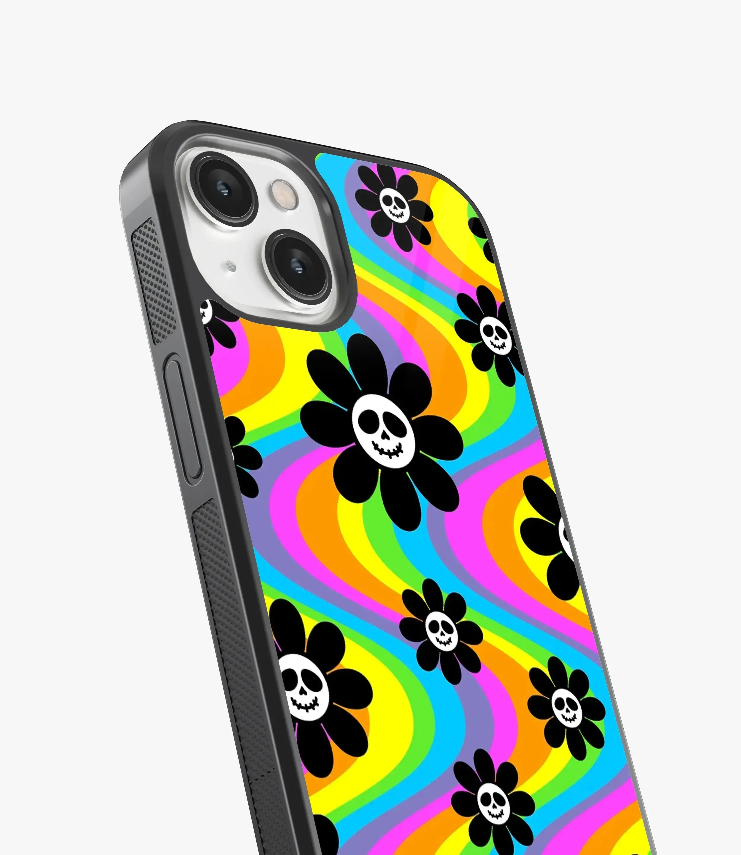 Psychedelic Skull Smiley Glass Case