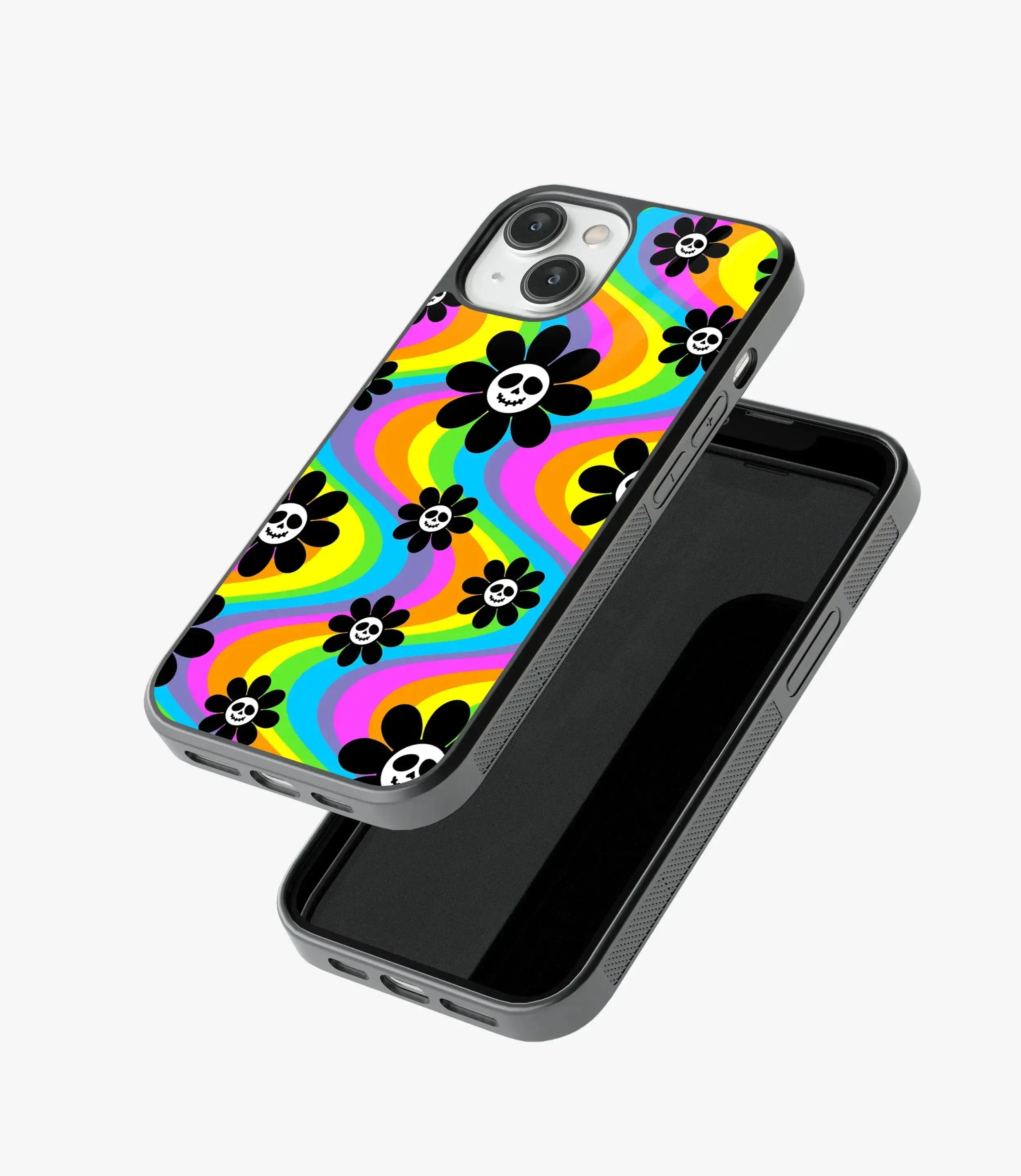 Psychedelic Skull Smiley Glass Case