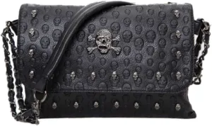 Punk Women Shoulder Top-handle Bag Skull Chain SatchelTote Handbag Purse Clutch