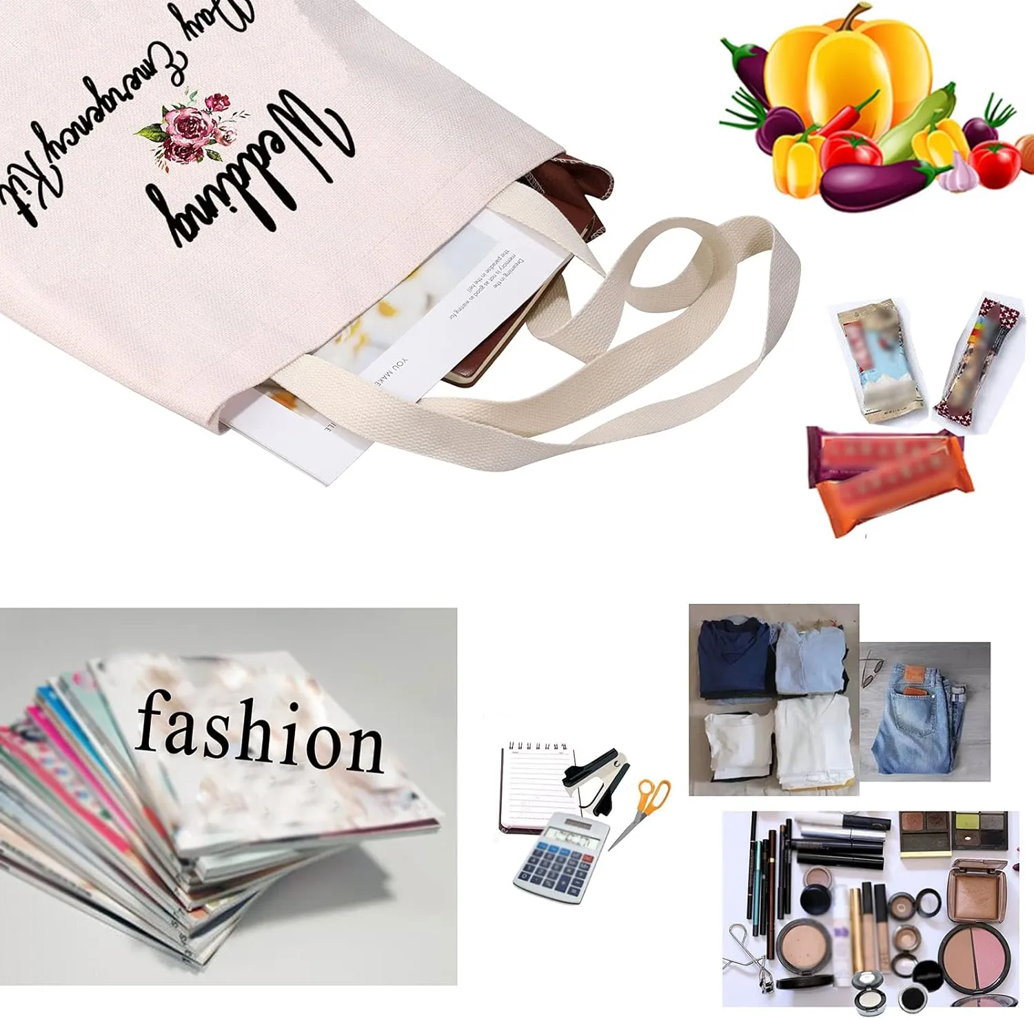 PXTIDY Bride Wedding Day Emergency Kit Bridal Shower Gift Wedding Survival Kit Makeup Bag Bride To Be Gift (tote bag)