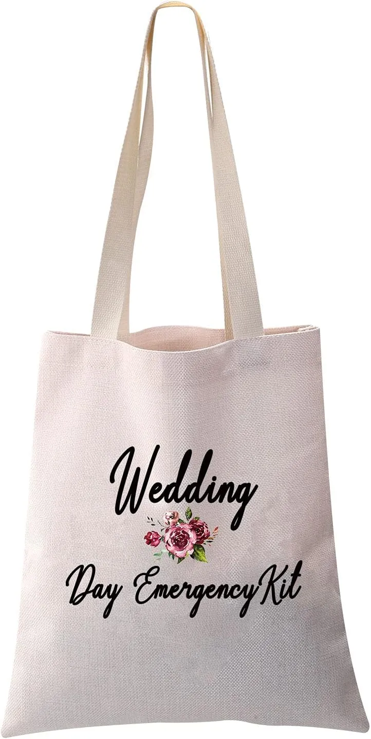 PXTIDY Bride Wedding Day Emergency Kit Bridal Shower Gift Wedding Survival Kit Makeup Bag Bride To Be Gift (tote bag)
