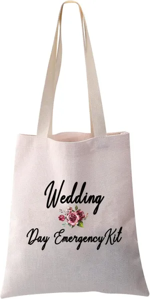 PXTIDY Bride Wedding Day Emergency Kit Bridal Shower Gift Wedding Survival Kit Makeup Bag Bride To Be Gift (tote bag)