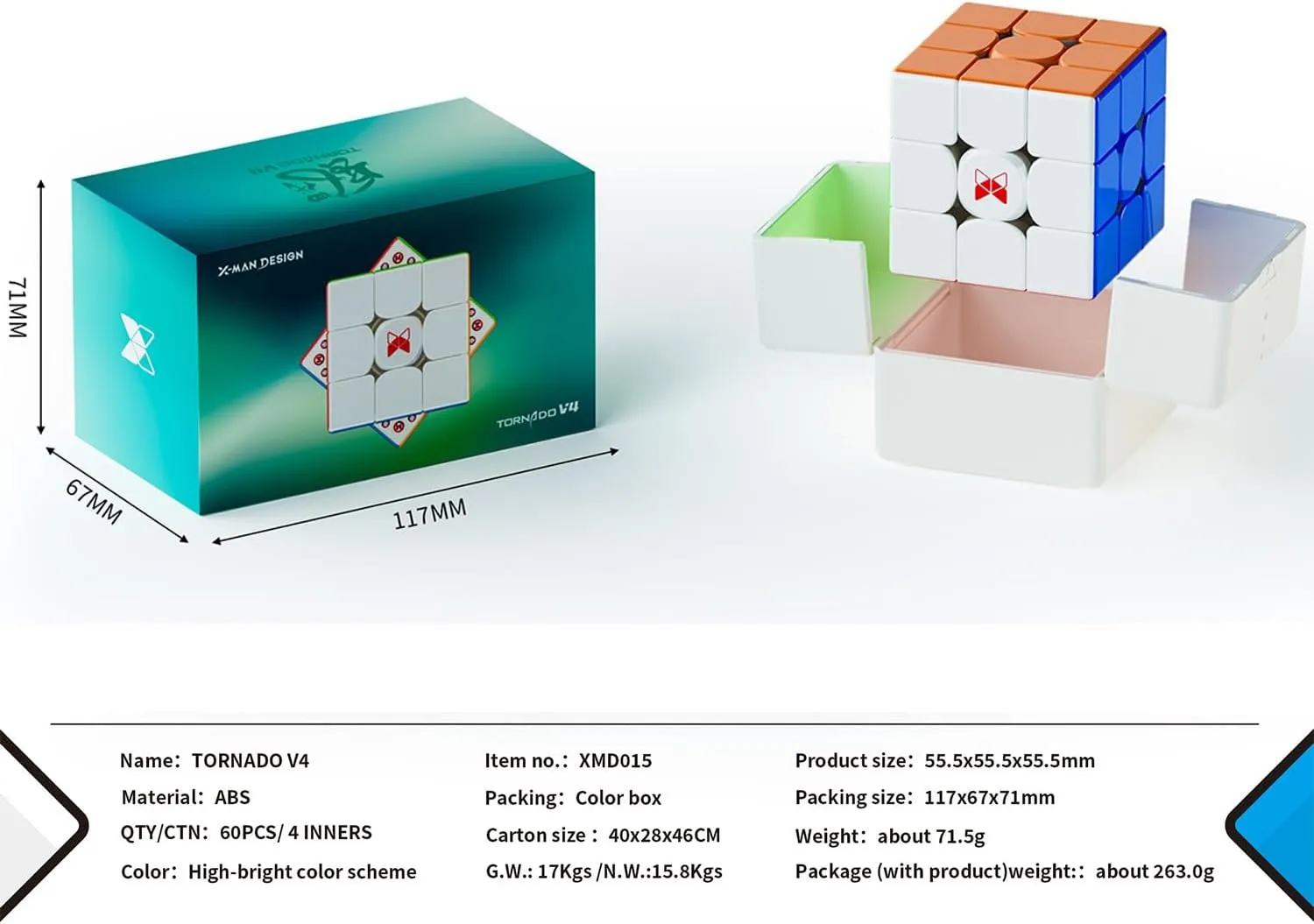 QY X Man Tornado V4M Pioneer UV Version 3x3 Magnetic Speed ​​Cube Tornado Magic Speed ​​Cube No Sticker 3x3 Cube Puzzle (X-Man Tornado V4M, Pioneer UV)