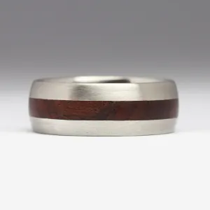 R38 8mm Palladium and Cocobolo Wood Ring - Size S