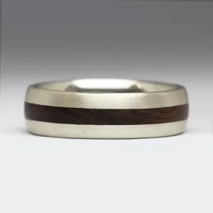 R38 8mm Silver and Laburnum Wood Ring - Size Y