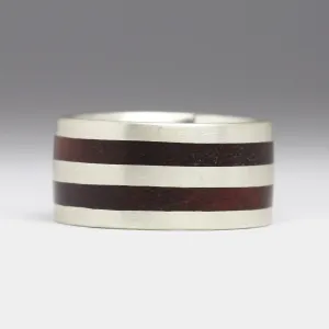 R6D 12mm Silver and Satine Rubane Wood Ring - Size V3/4
