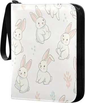 Rabbits Card Binder 4 Pockets, 400 Pockets Trading Card Binder Removable Card Albums Card Holder for Games, Sports, Football, Baseball Cards