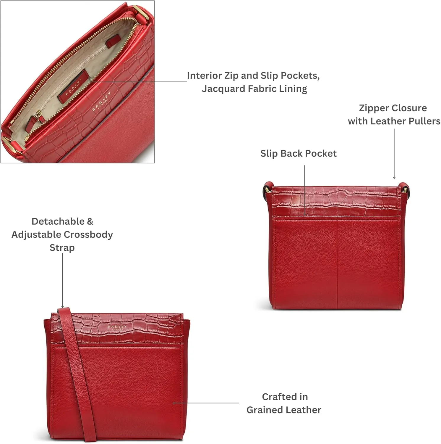 RADLEY London Downtown Women’s Small Leather Ziptop Crossbody Bag