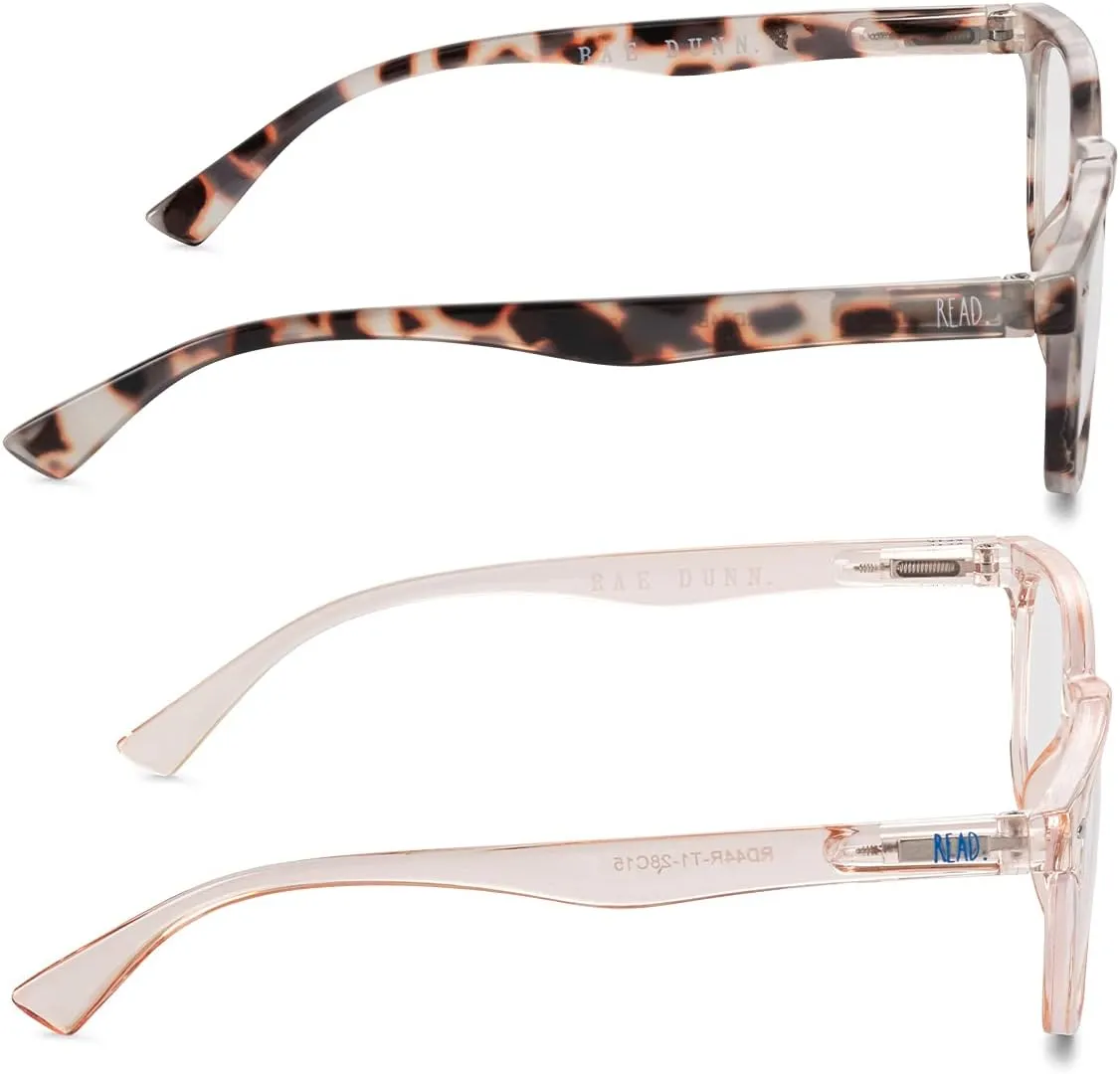 Rae Dunn "JUDY Blue Light Blocking Reading Glasses - 2 Pack w/READ MORE Signature Font Hard Case