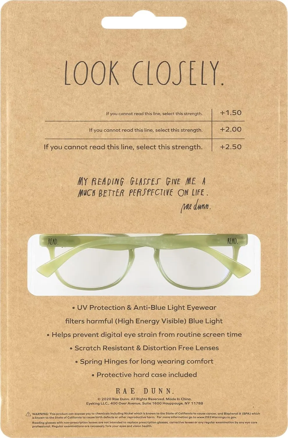 Rae Dunn "JUDY Blue Light Blocking Reading Glasses - 2 Pack w/READ MORE Signature Font Hard Case