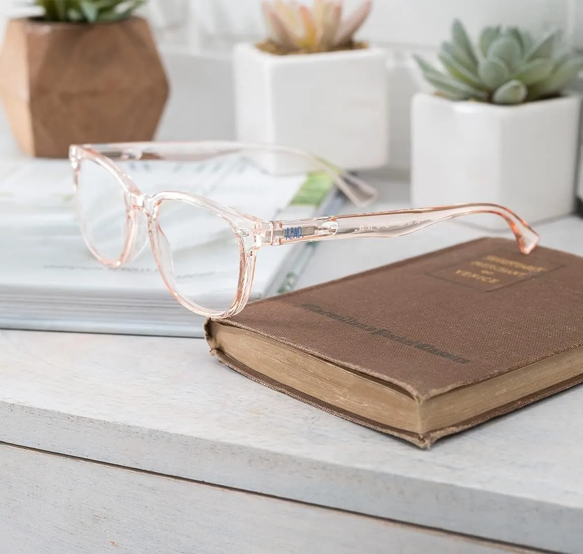 Rae Dunn "JUDY Blue Light Blocking Reading Glasses - 2 Pack w/READ MORE Signature Font Hard Case
