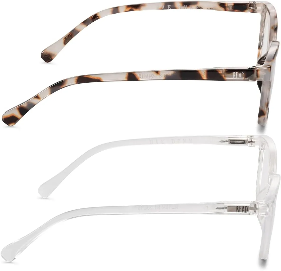 Rae Dunn "NALA Blue Light Blocking Reading Glasses - 2 Pack w/READ MORE Signature Font Hard Case