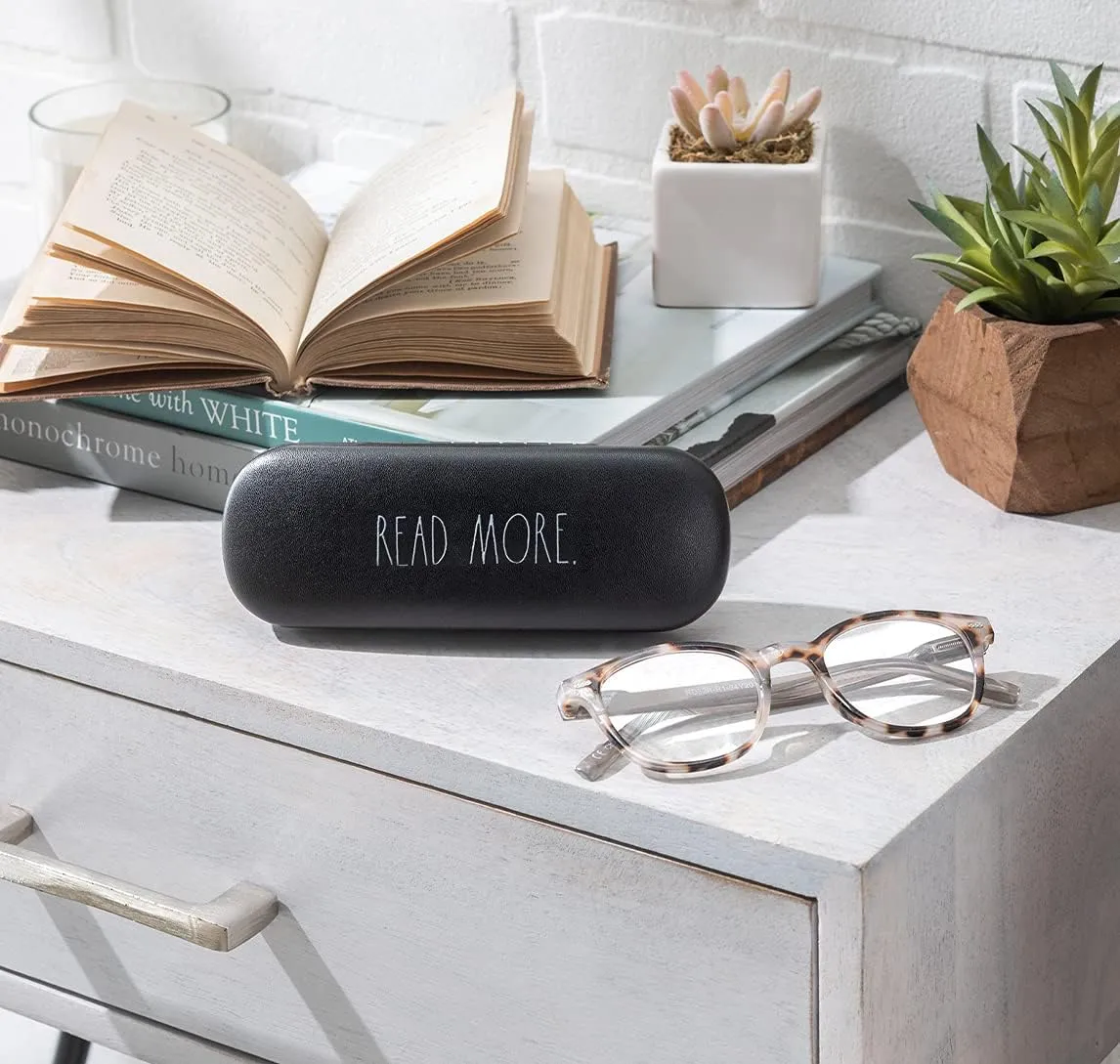 Rae Dunn "NALA Blue Light Blocking Reading Glasses - 2 Pack w/READ MORE Signature Font Hard Case